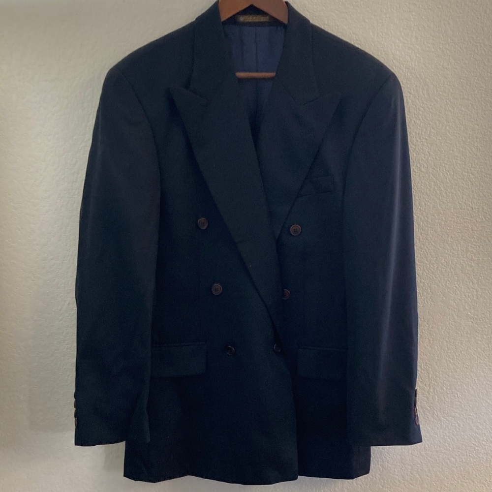 Ralph Lauren black Double-Breasted  100% wool Blazer 39R 22, 19, 29